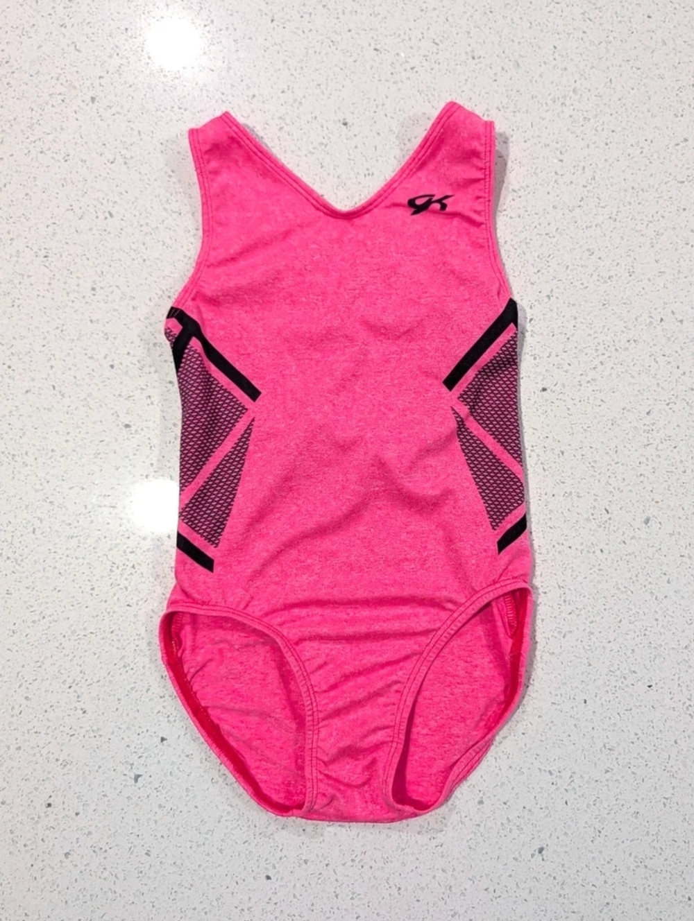 BEAUTIFUL GK Elite Child Large Gymnastics Dance Leotard Hot Neon Pink ULTRA SOFT